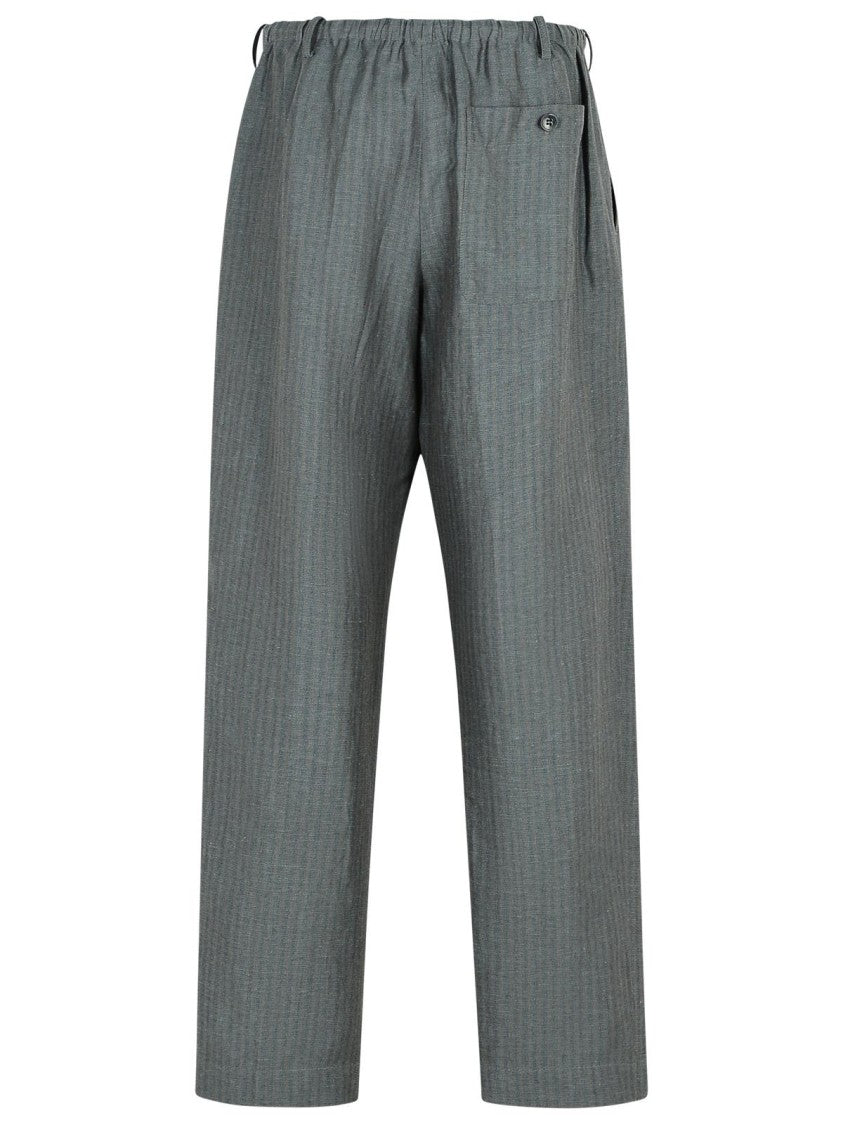 Dries Van Noten Penny' Gray Linen Blend Trousers