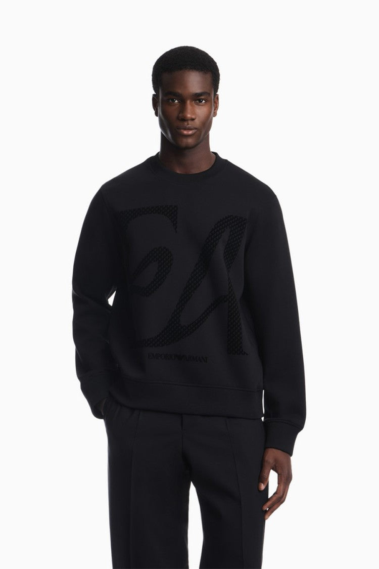Emporio Armani Black Cotton-Blend Logo Sweatshirt