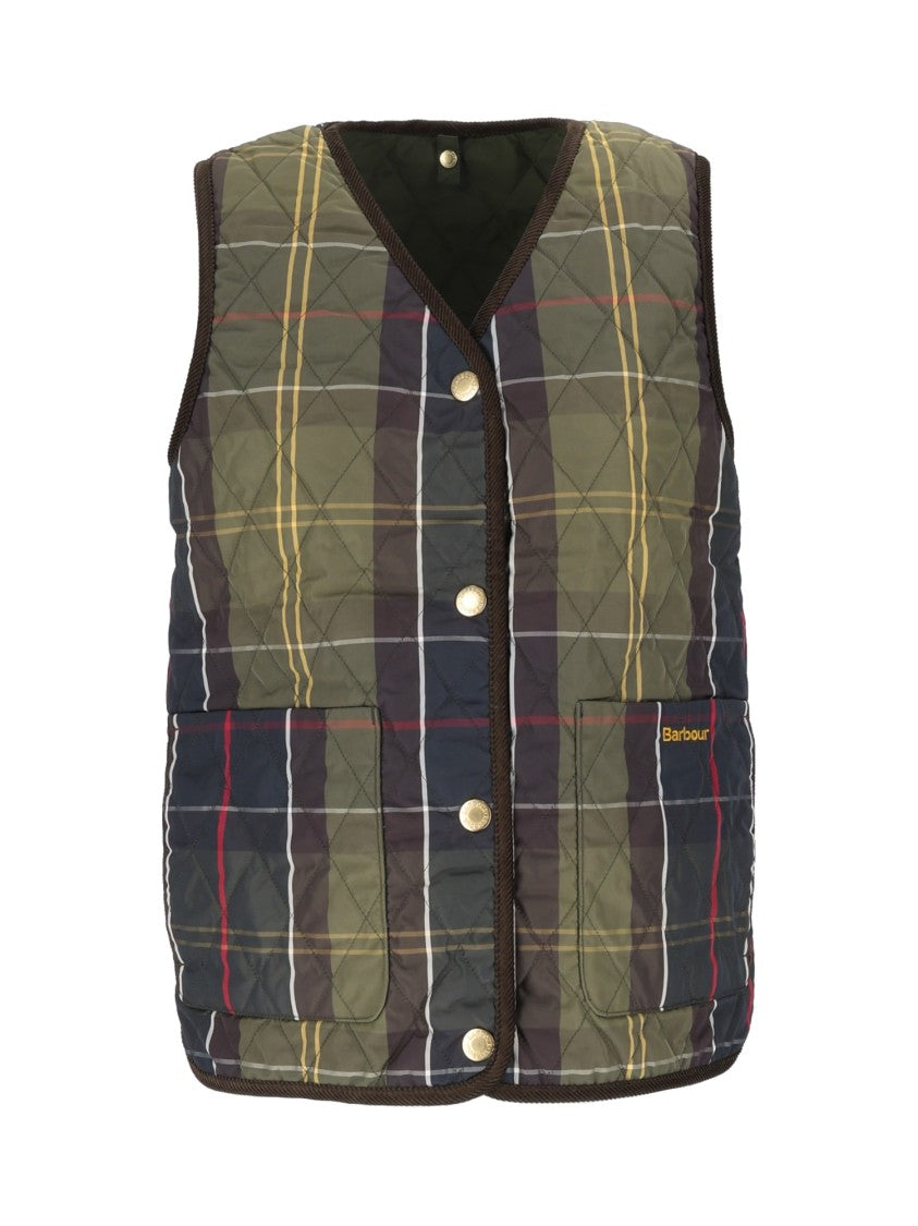 Barbour Reversible Ttn Tartan Plaid Diamond Quilted Vest