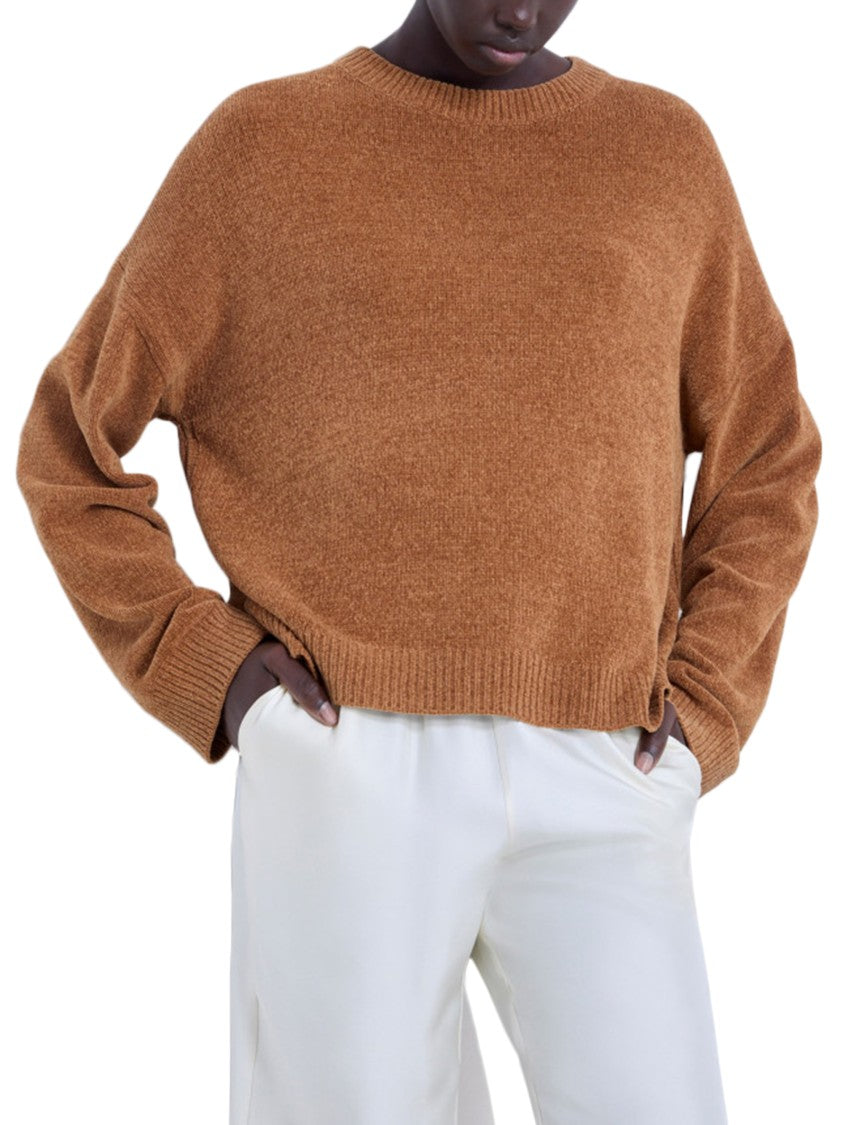Loulou Studio Cropped Brown Silk Sweater