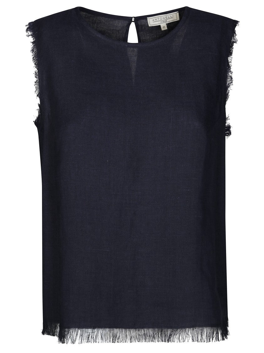 Antonelli Frayed Linen Top