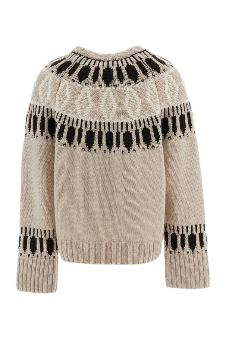 Arch4 Beige Brown Jackson Fair Isle Cashmere Crewneck Sweater