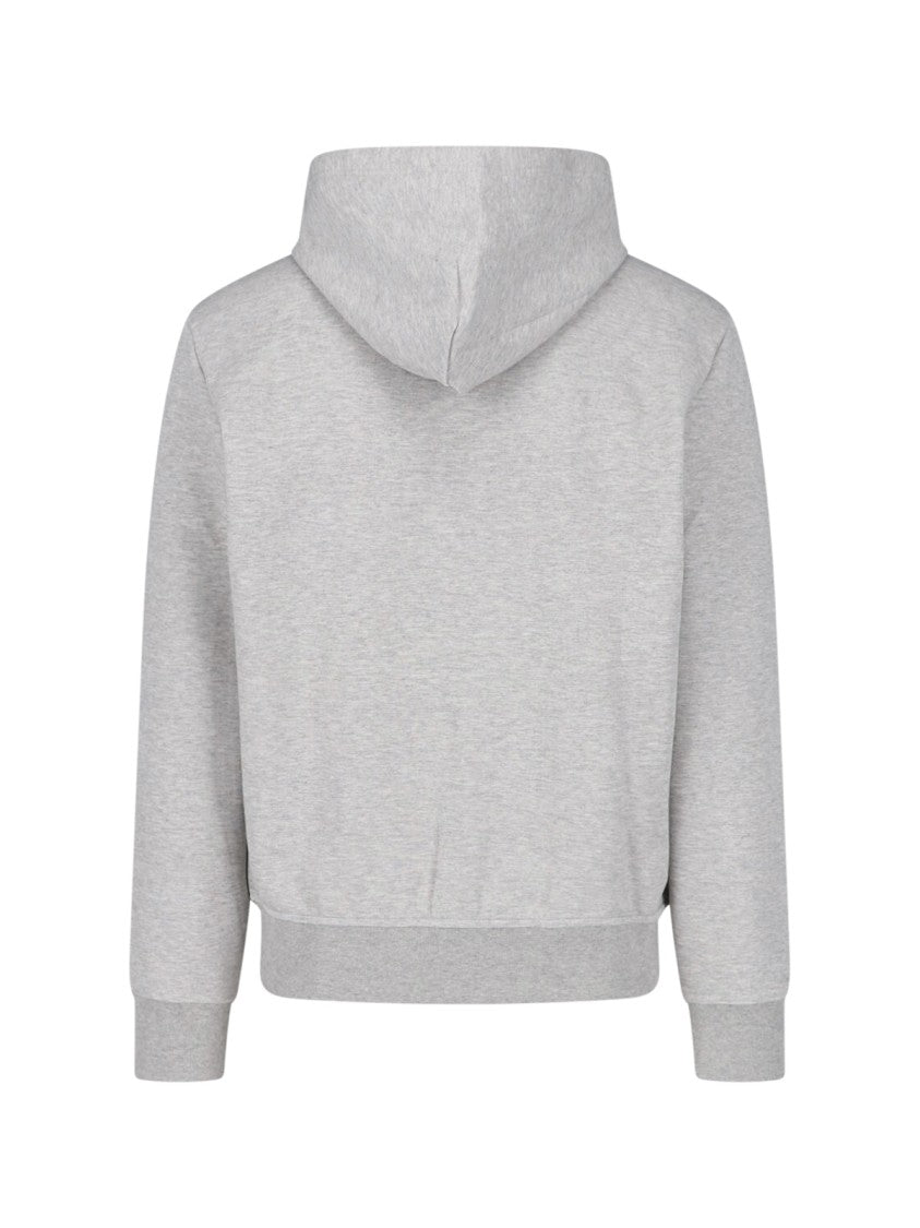 Polo Ralph Lauren Light Grey Zip-Up Hoodie With Adjustable Drawstring And Embroidered Logo