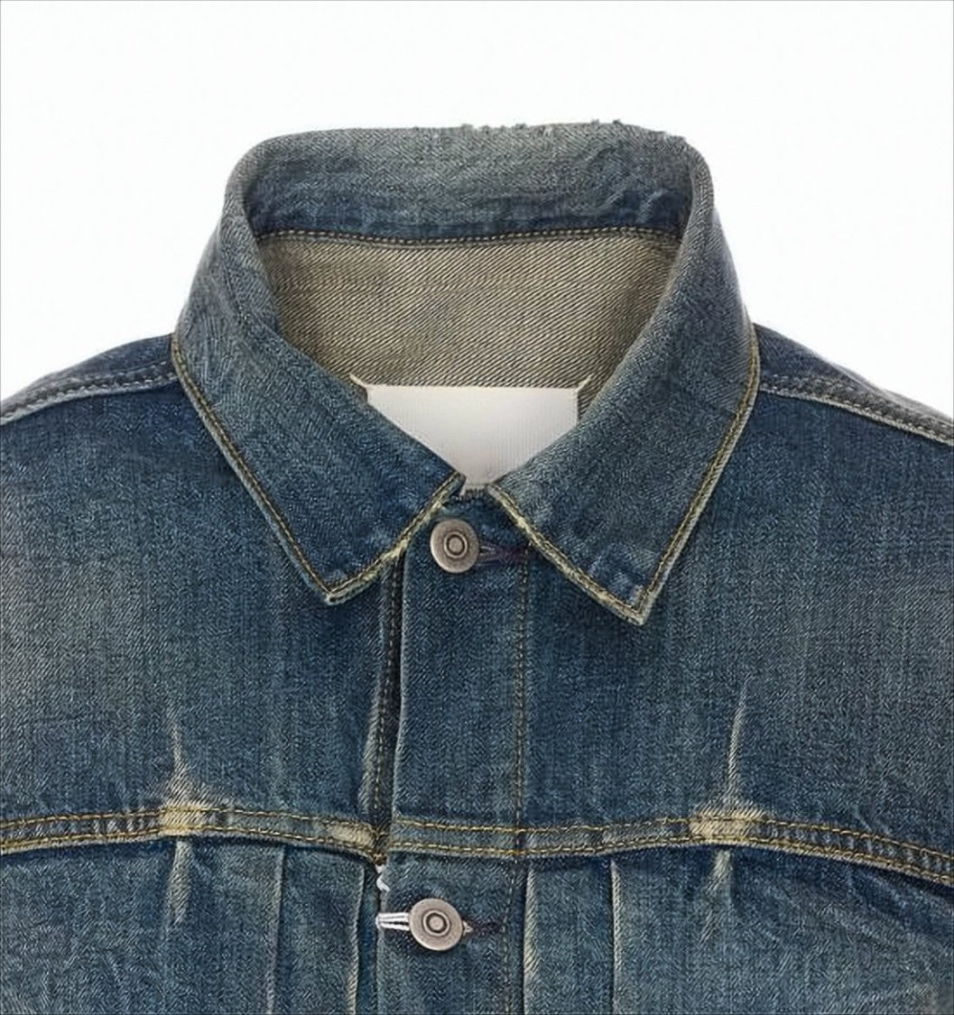 Maison Margiela Cropped Denim Jacket With Vintage Wash