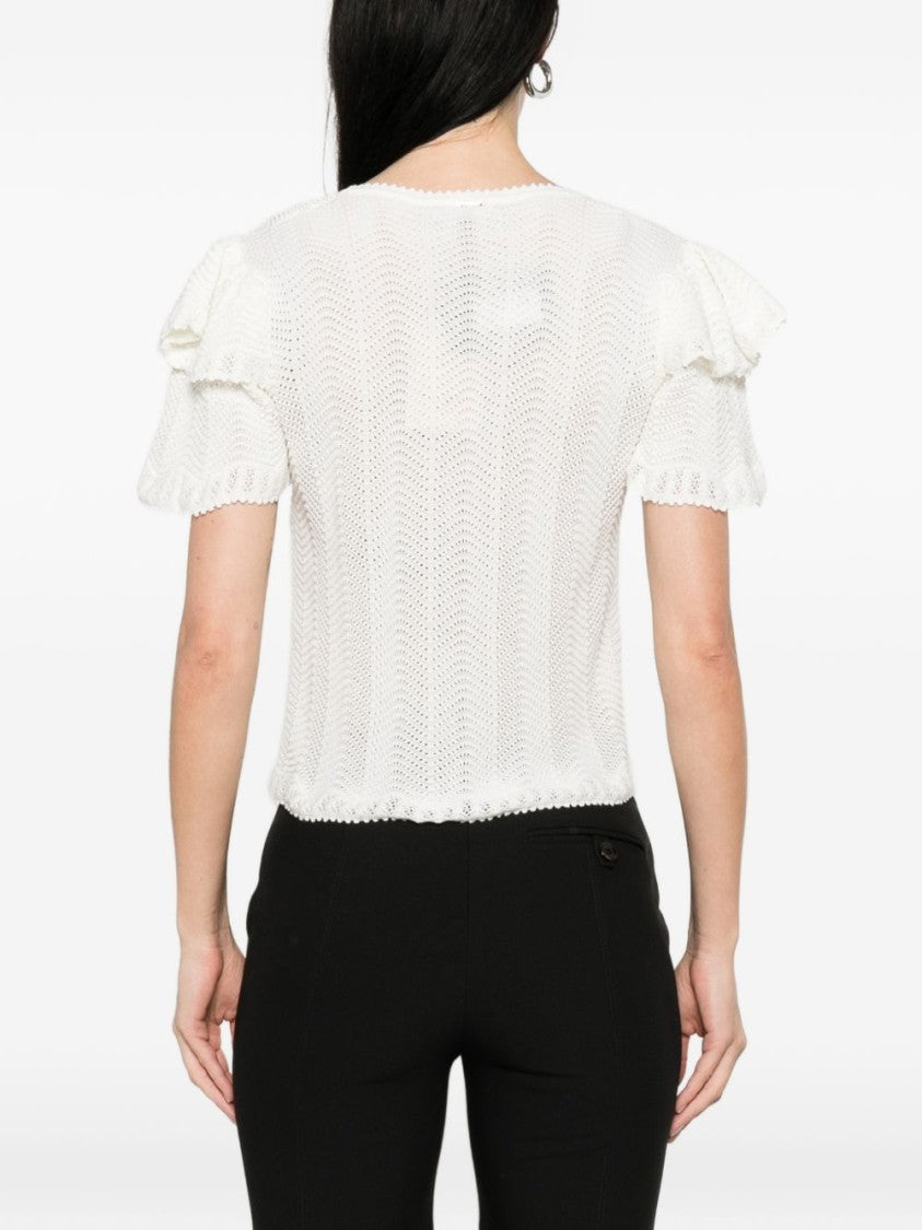 Twin-Set White Ruffle Detail Sweater
