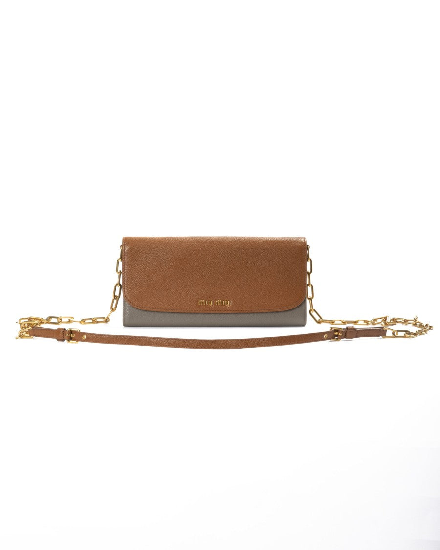 Miu Miu Bicolor Textured Pochette Wallet With Dual Clip Closures