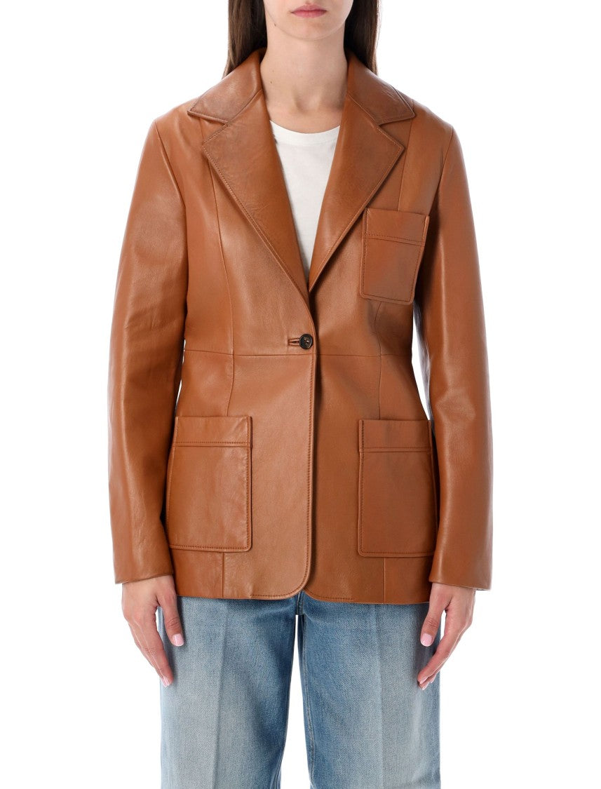 Chloé Single-Breasted Lamb Leather Blazer With Notch Lapel And Classic Detailing