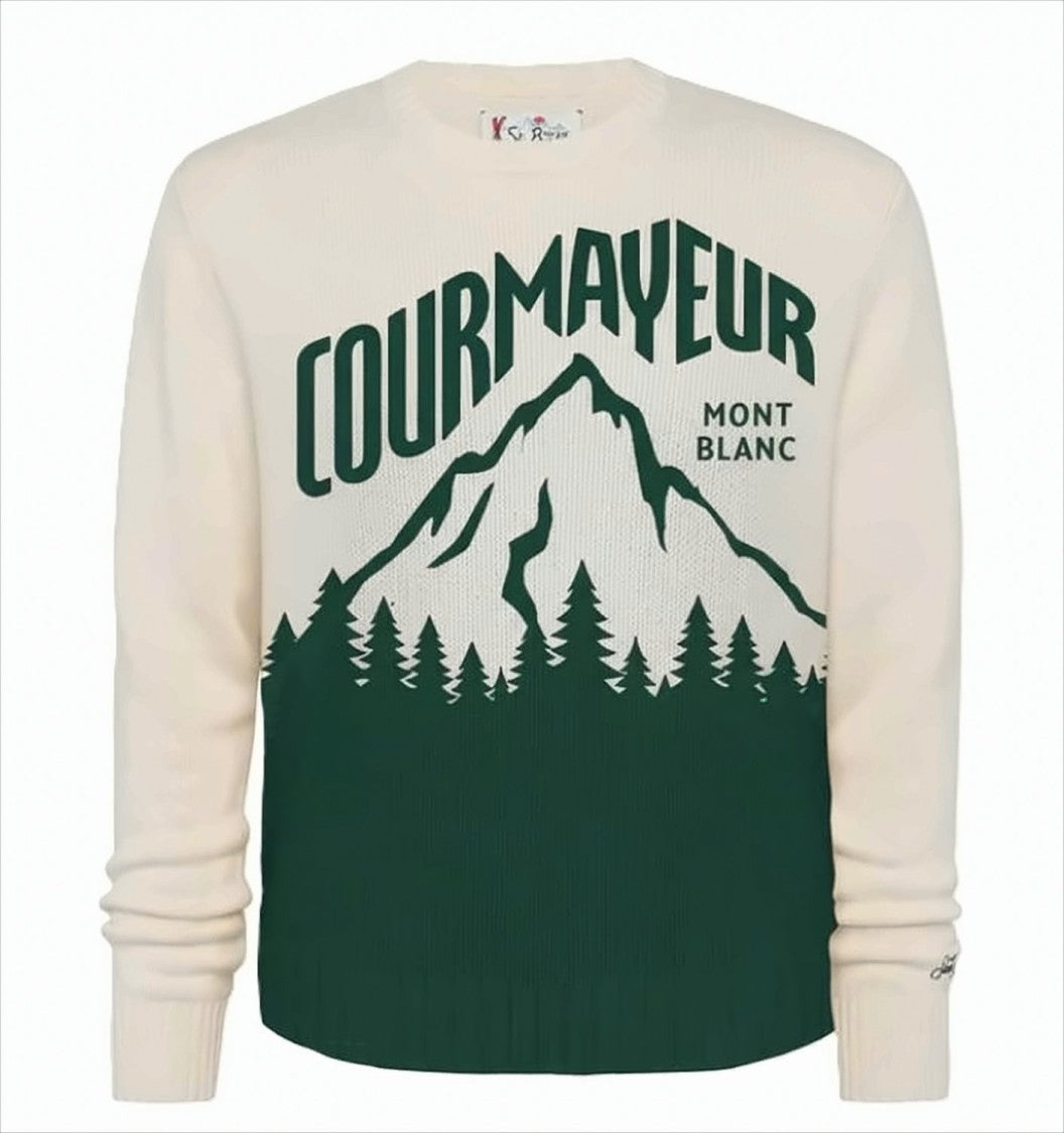 Mc2 Saint Barth Cream Sweater With Bold Graphic Design