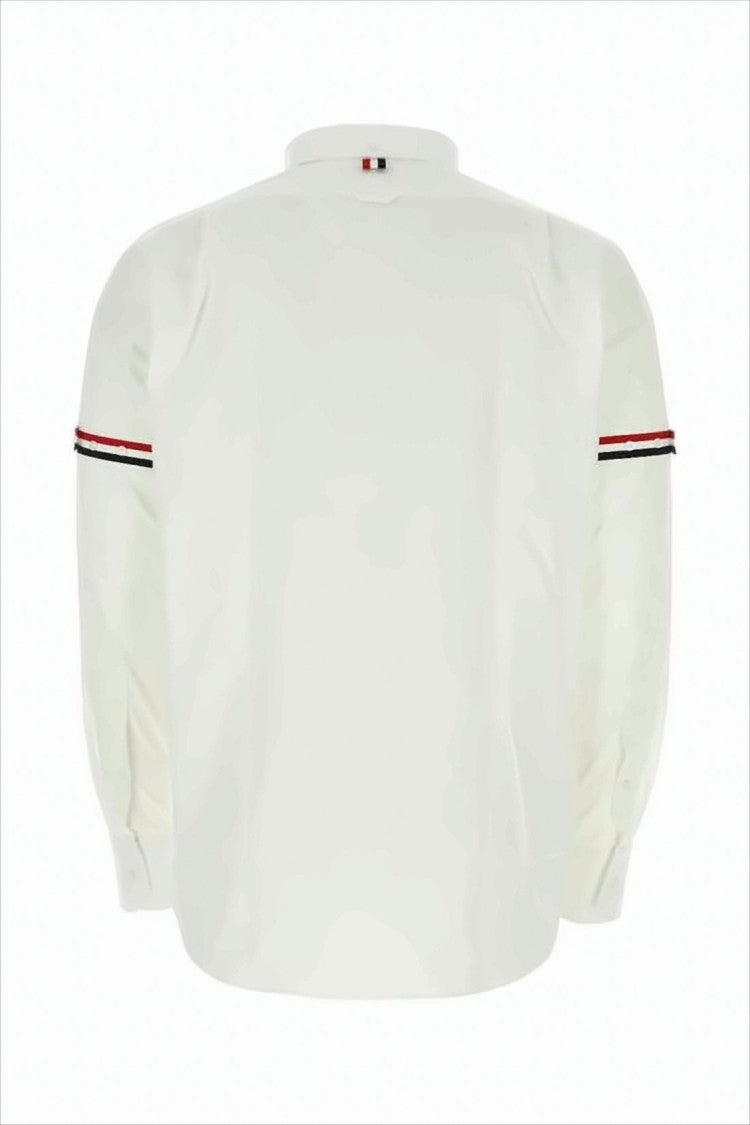 Thom Browne Long-Sleeve Cotton Shirt With Striped Sleeve Accents