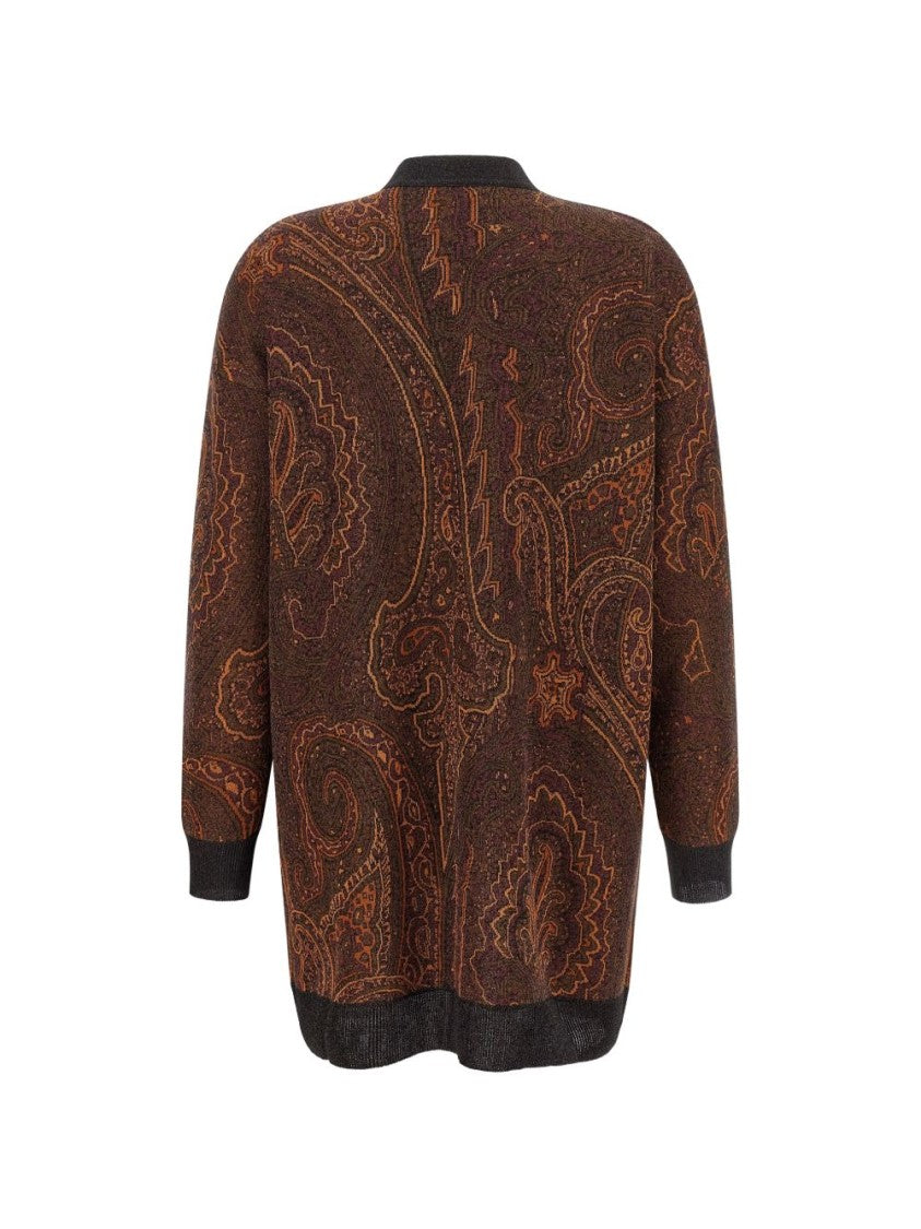 Etro Paisley Jacquard Contrast Trim Cardigan