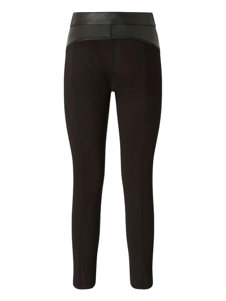 Pinko Cropped Leather Trousers With Matte Fabric Accents