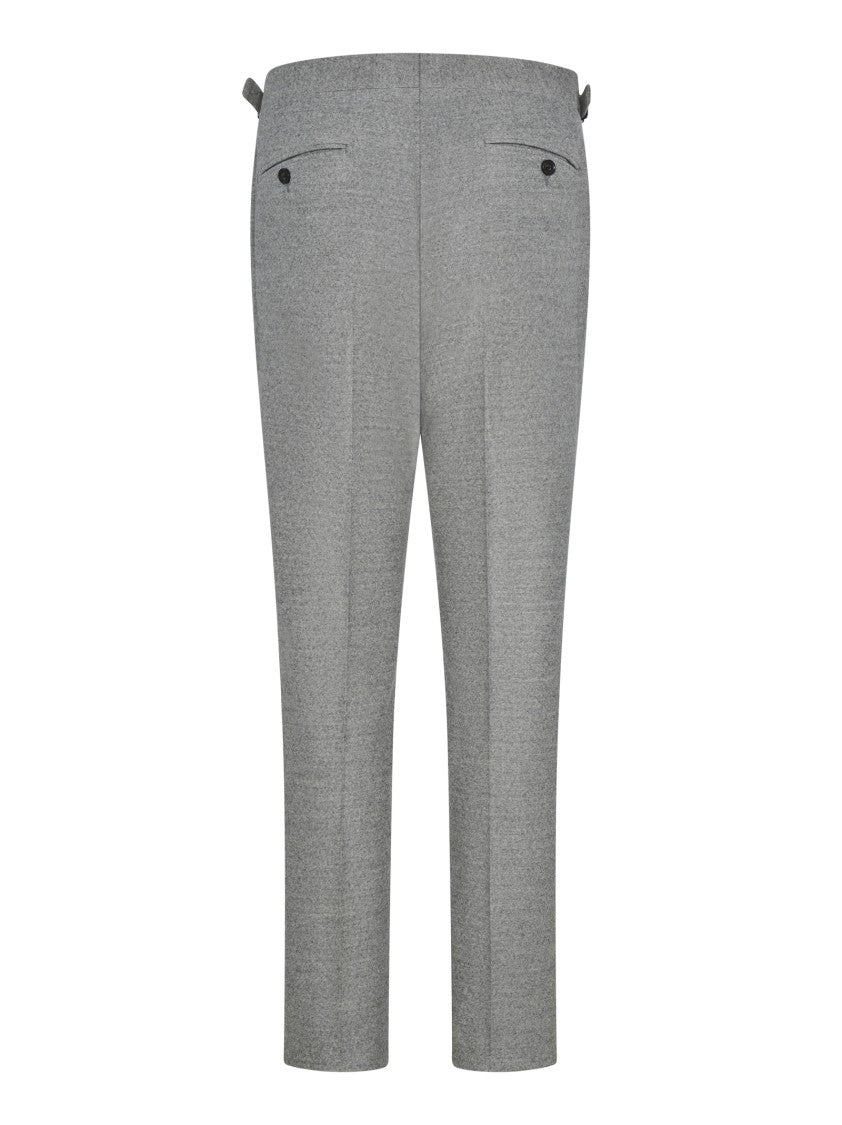 Franzese Collection Tailored Grey Trousers With Double Waistband