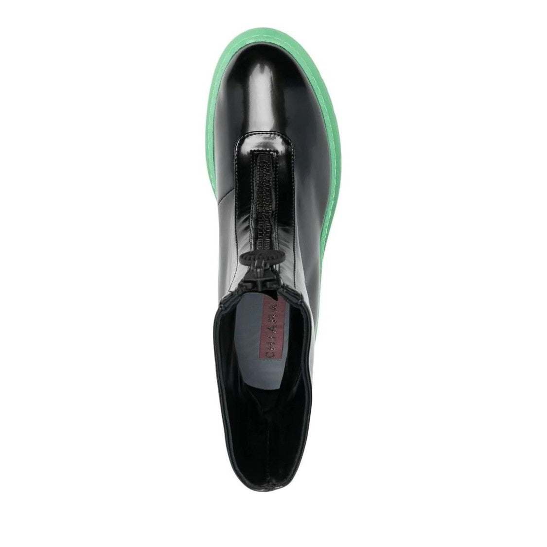 Chiara Ferragni Black Cf Gummy Glossy Mint Green Sole Ankle Boots