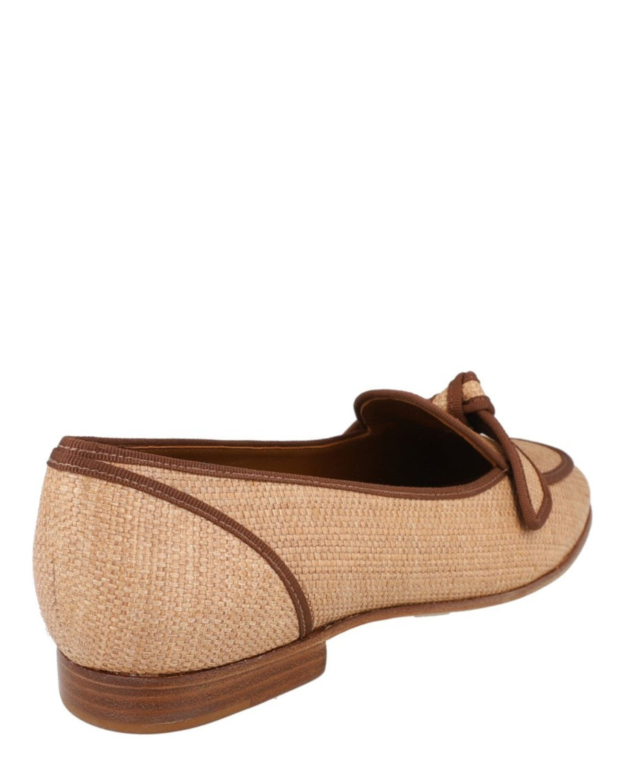 Alexandre Birman Grosgrain-Trim Raffia Loafers