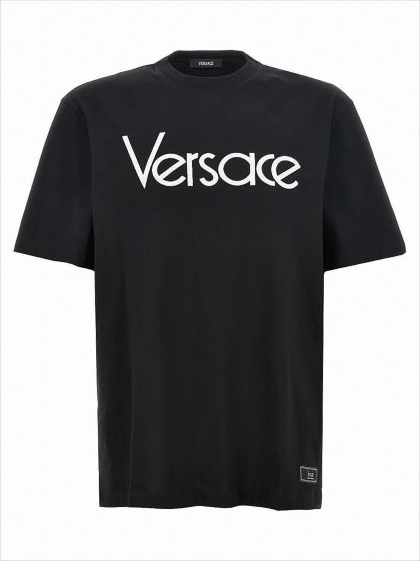 Versace Short-Sleeve Cotton T-Shirt With Bold Logo Print