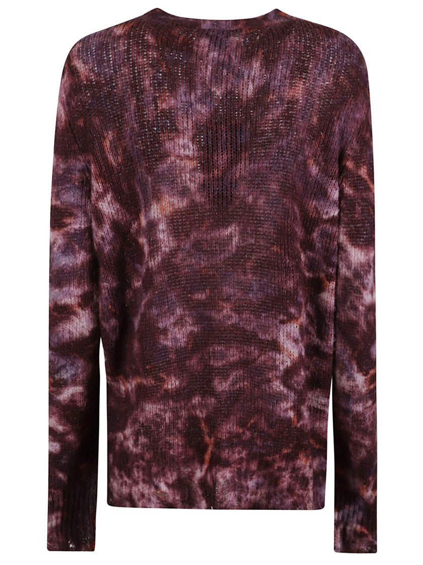 Avant Toi Tie-Dye Long-Sleeved Top With Textured Knit