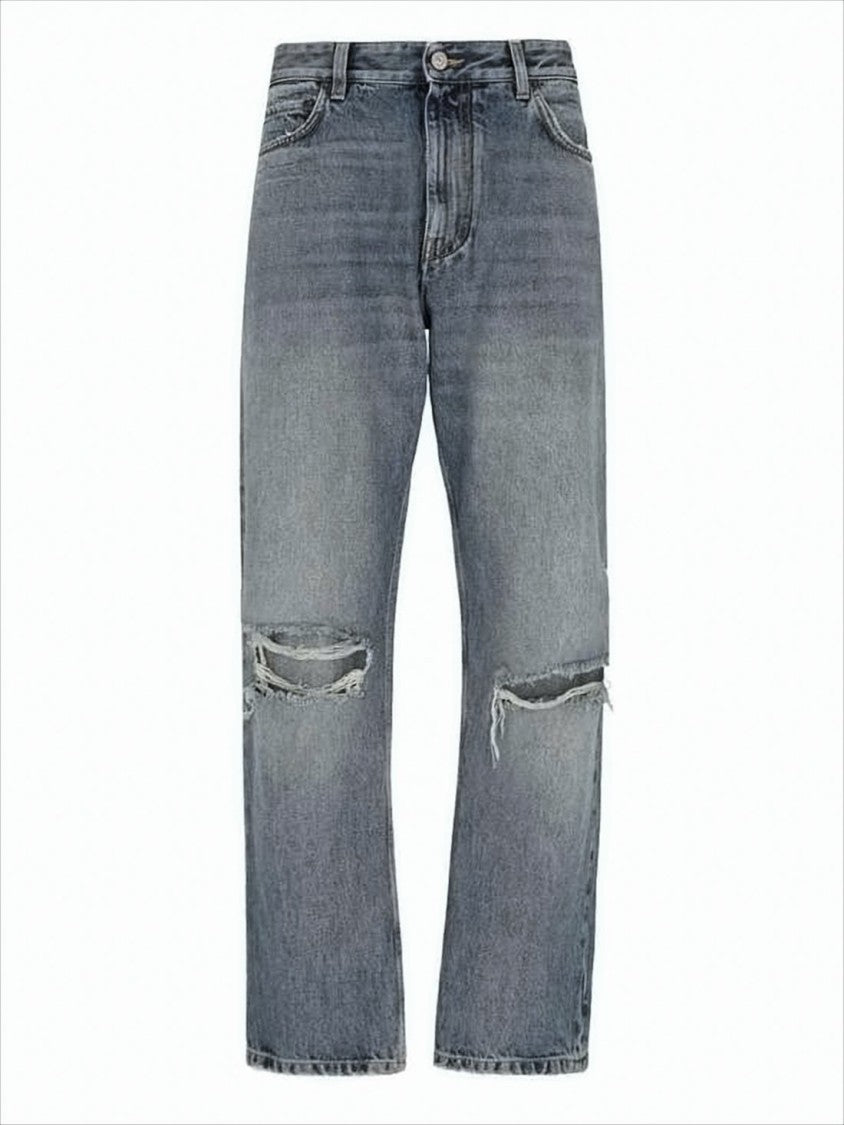 Balenciaga Distressed Denim Pants With Relaxed Fit And Classic Five-Pocket Design