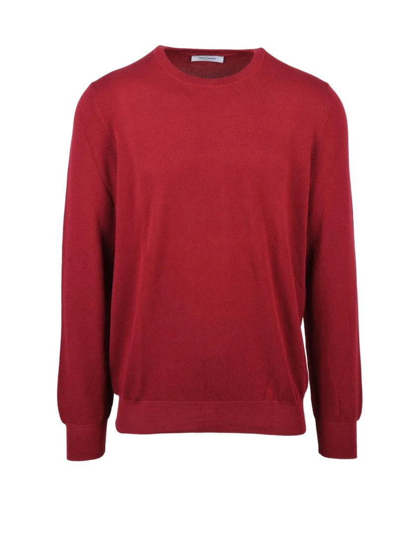 Gran Sasso Red Classic Cotton Sweater