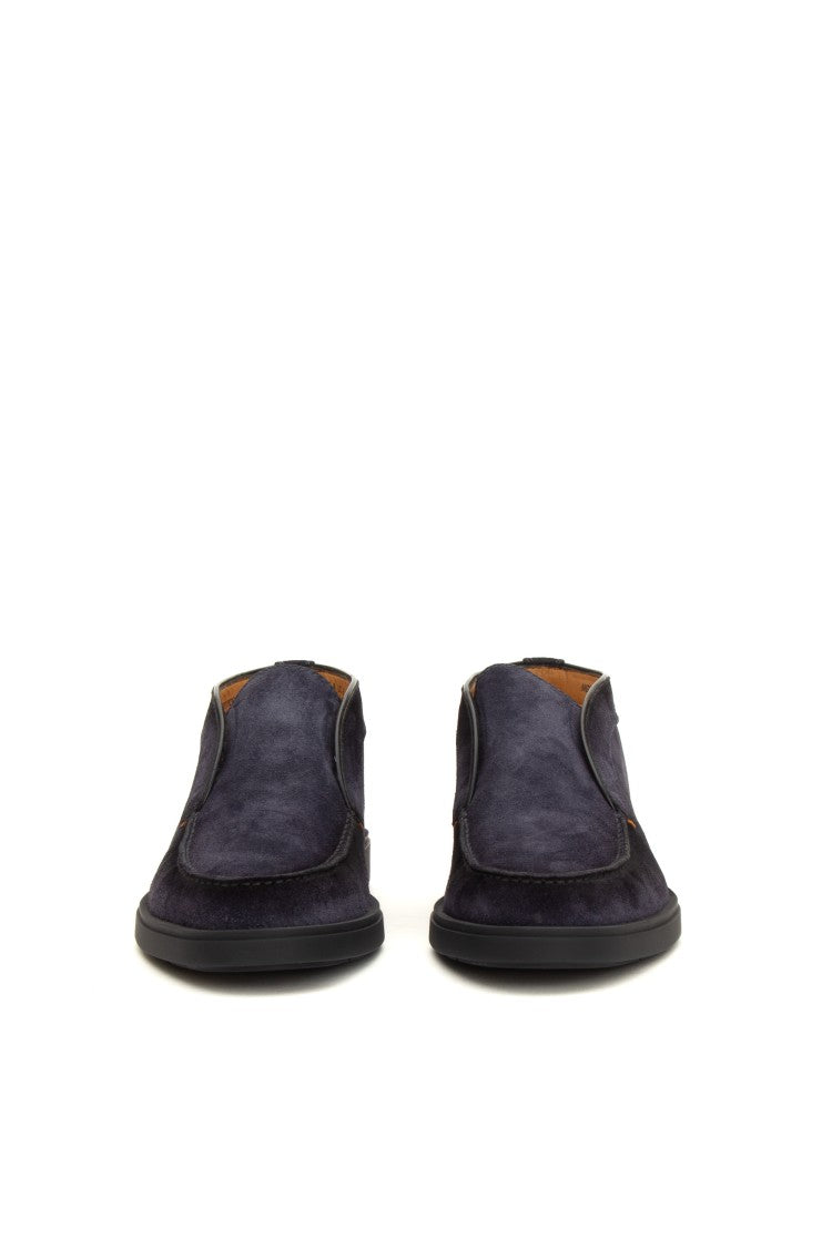 Santoni Suede Slip-On With Rubber Sole