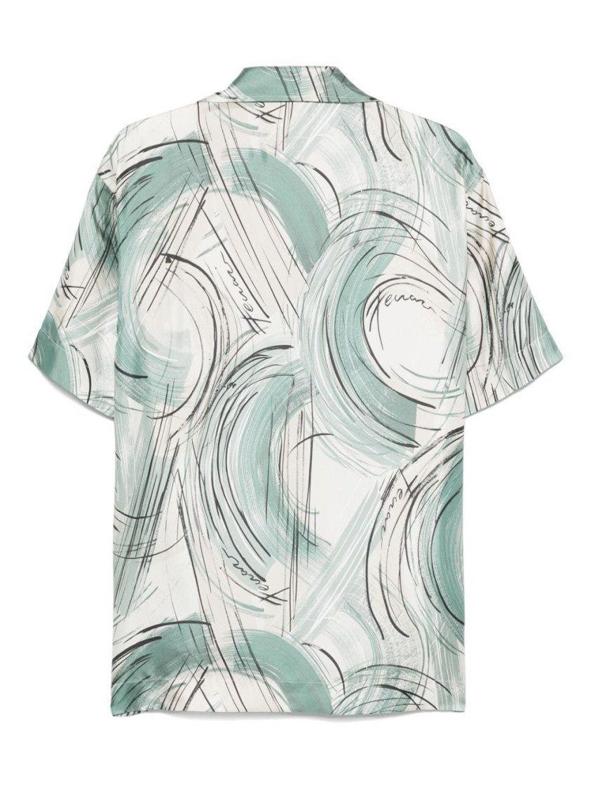 Ferrari Short-Sleeved Silk Shirt With Camp Collar