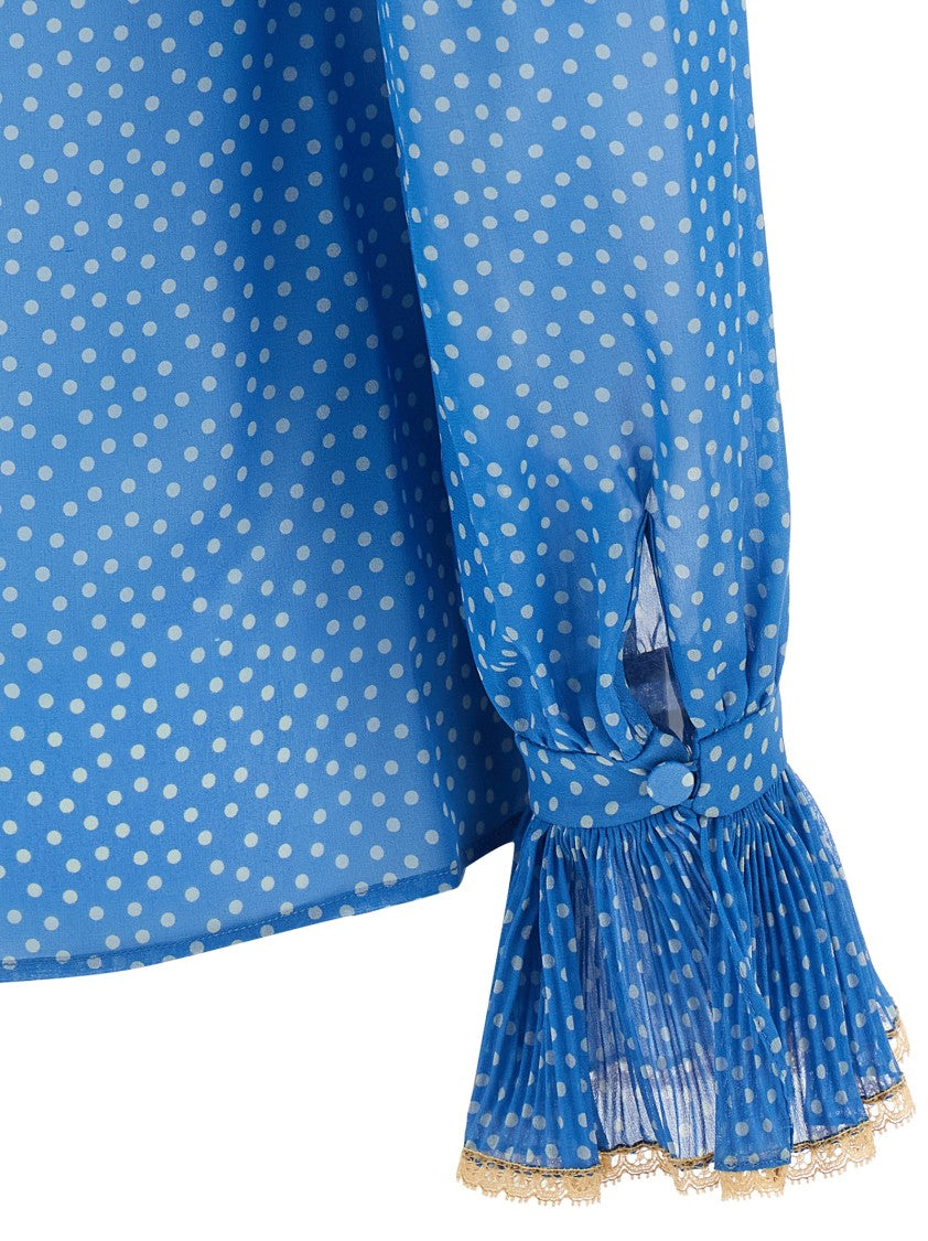 Valentino Garavani Micro-Polka Dot Silk Georgette Shirt