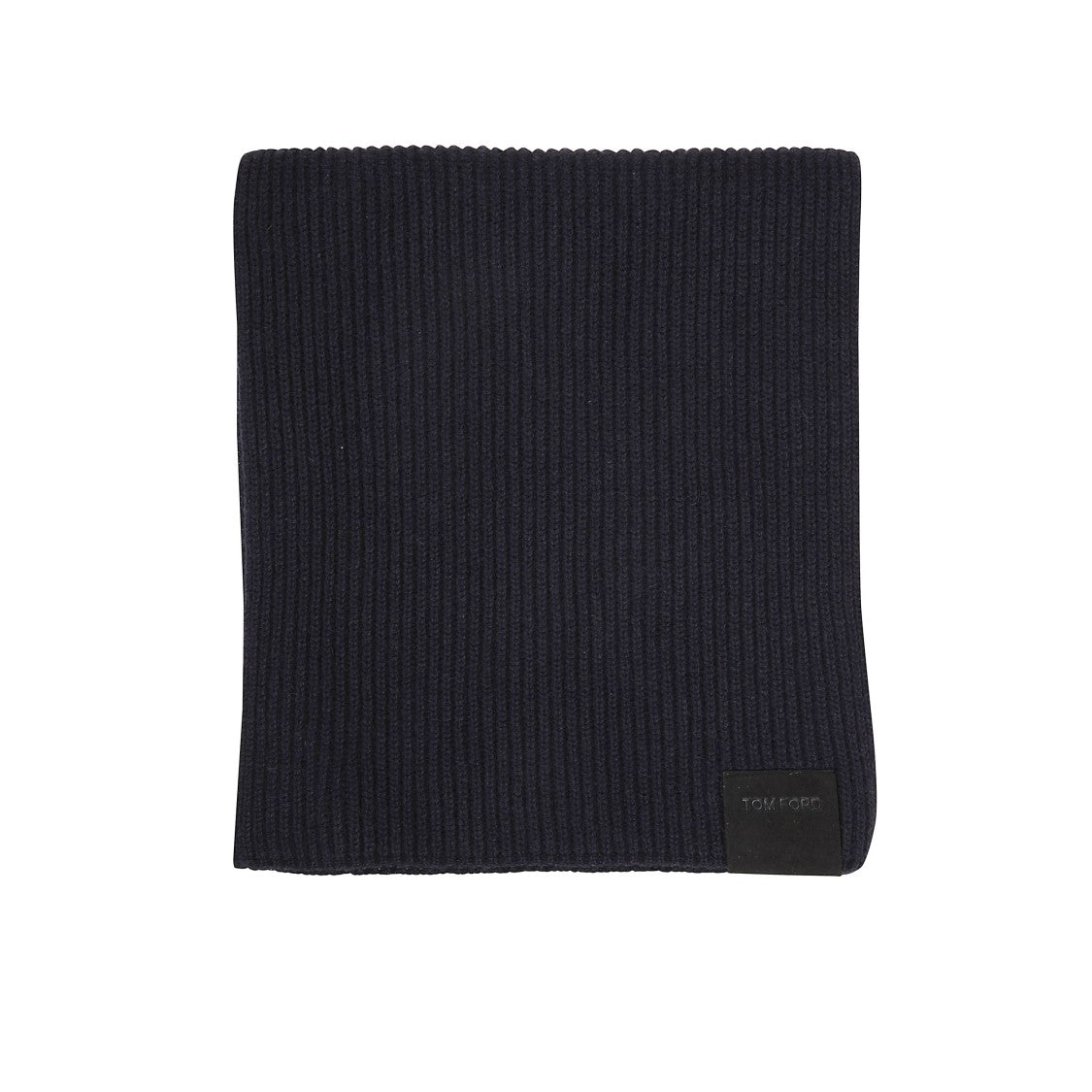 Tom Ford Ribbed Scarf With Leather Logo Tag