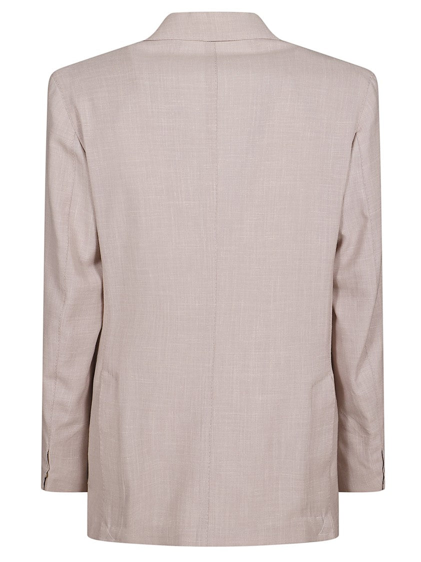 Eleventy Single-Breasted Unstructured Jacket In Natural Stretch Wool With Distinctive Cuff Detail