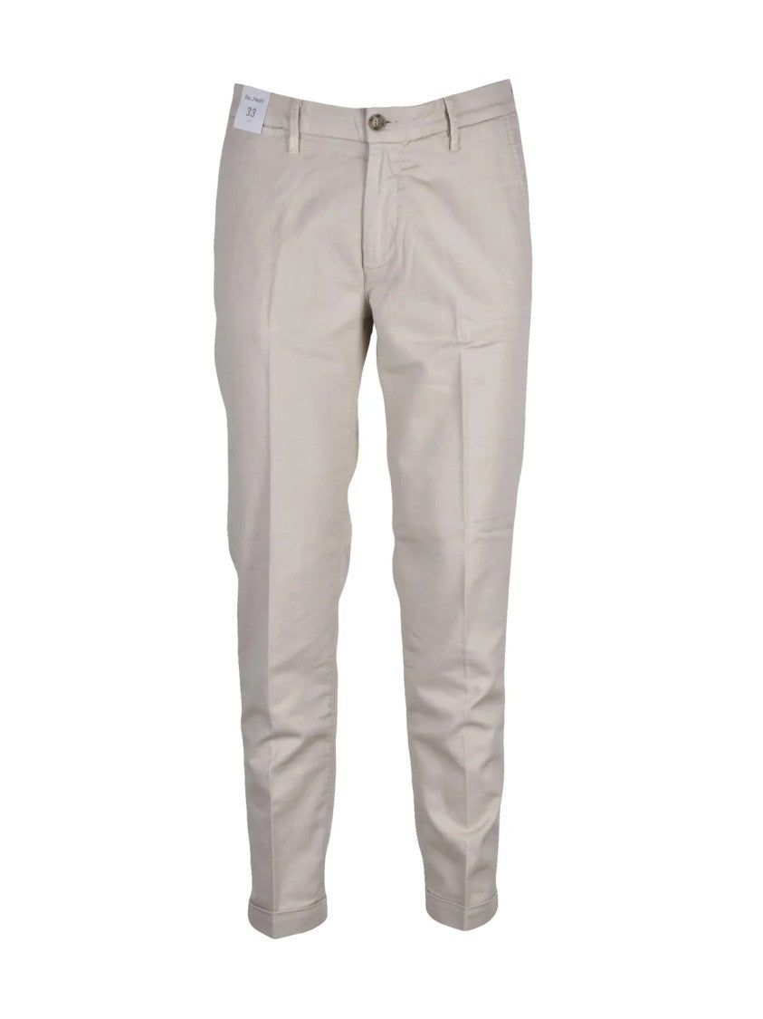Re-Hash Beige Linen Cotton-Blend Stretch-Fit Trousers