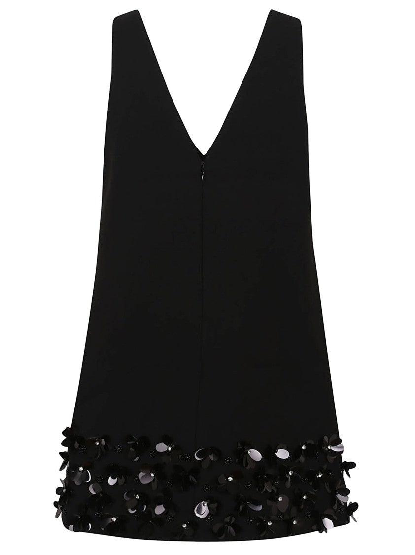 Self-Portrait Black Crepe 3D Sequin Mini Dress