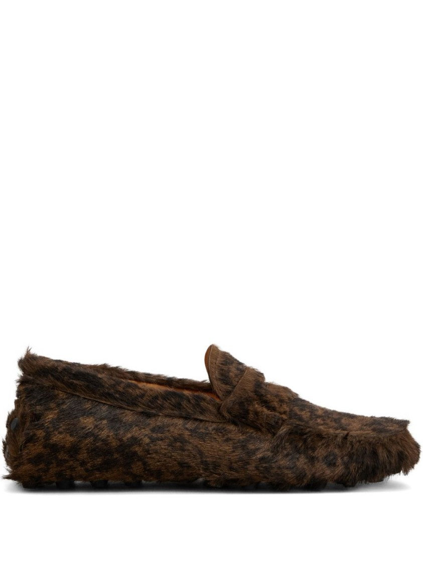 Tod's Slip-On Leopard Print Faux Fur Slippers