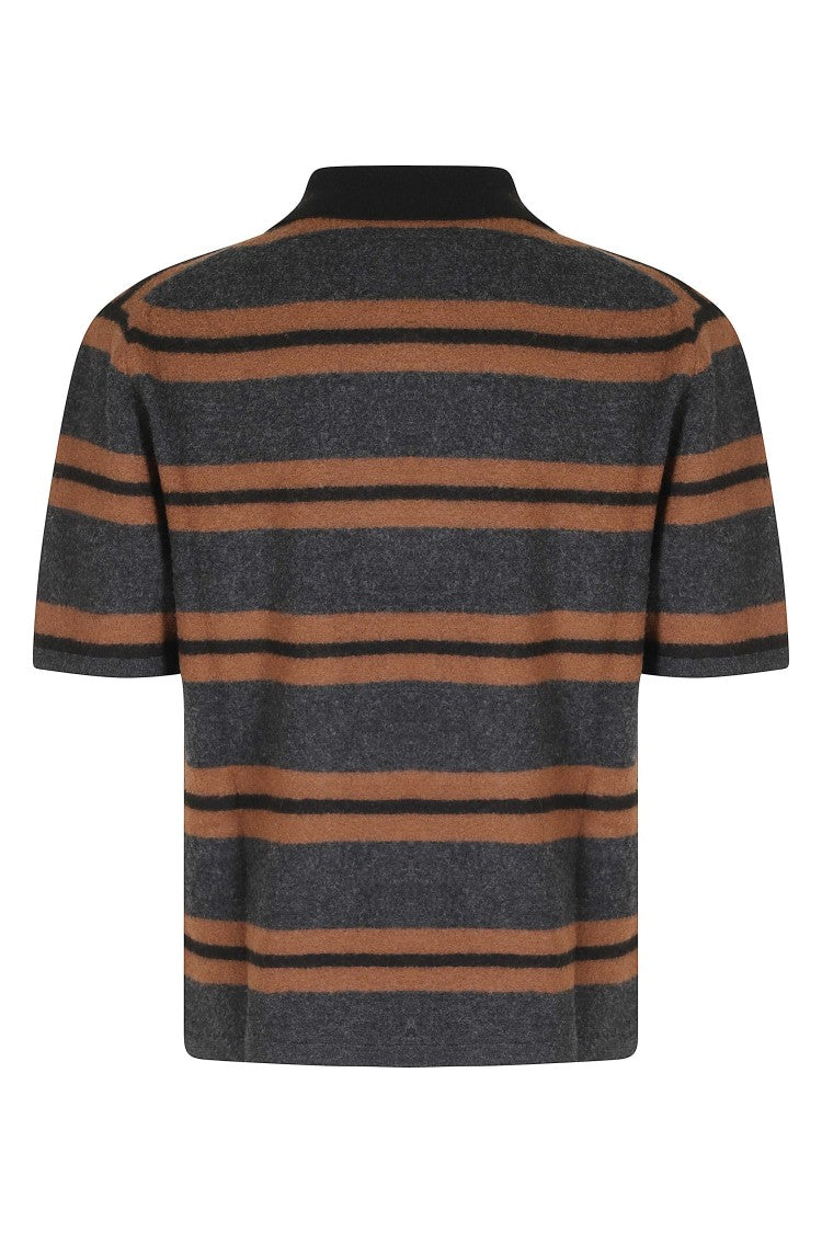 Semi Couture Gray Elsa Polo Half-Zip Patterned Virgin Wool Sweater