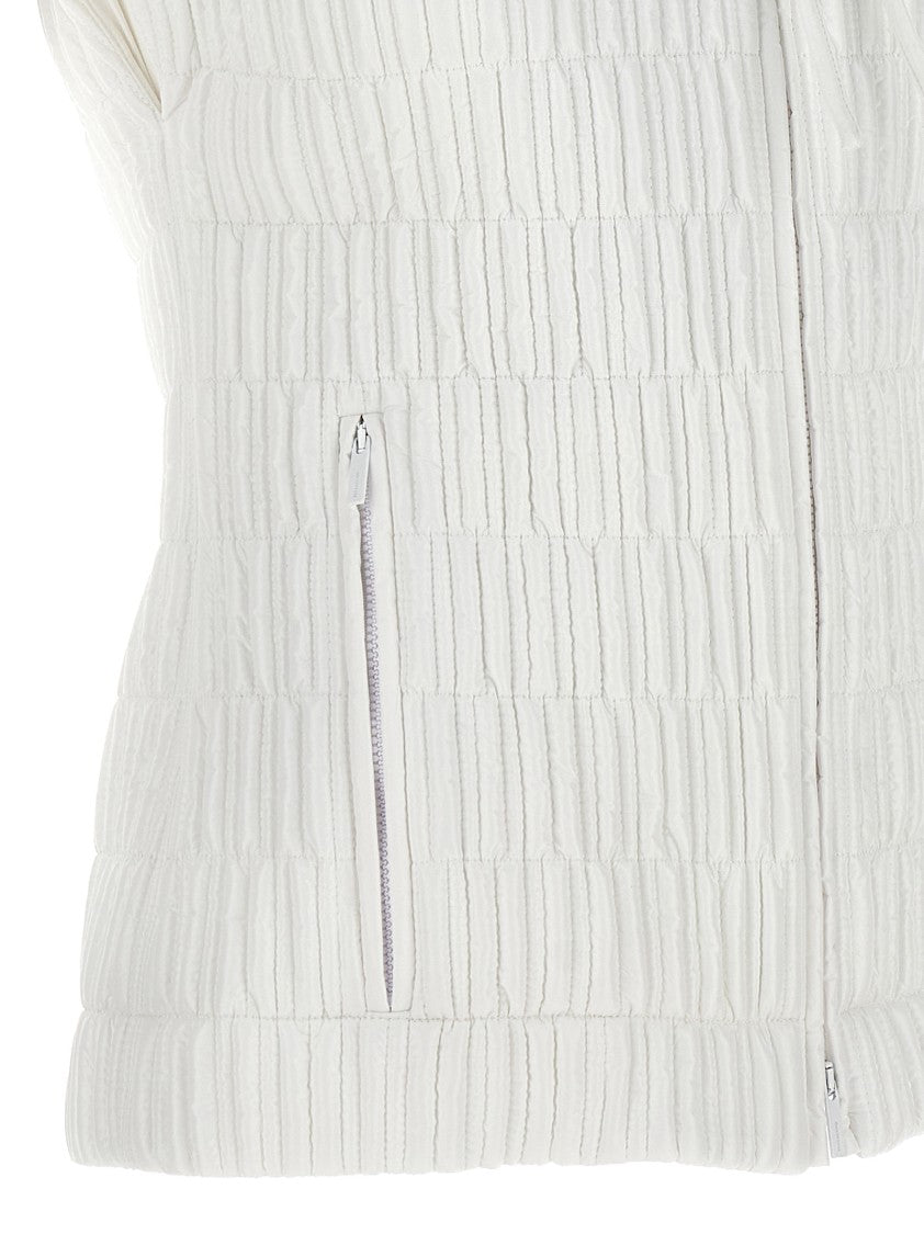 Ferragamo Textured Nylon Hooded Vest With Zip Closure And Logo Patch