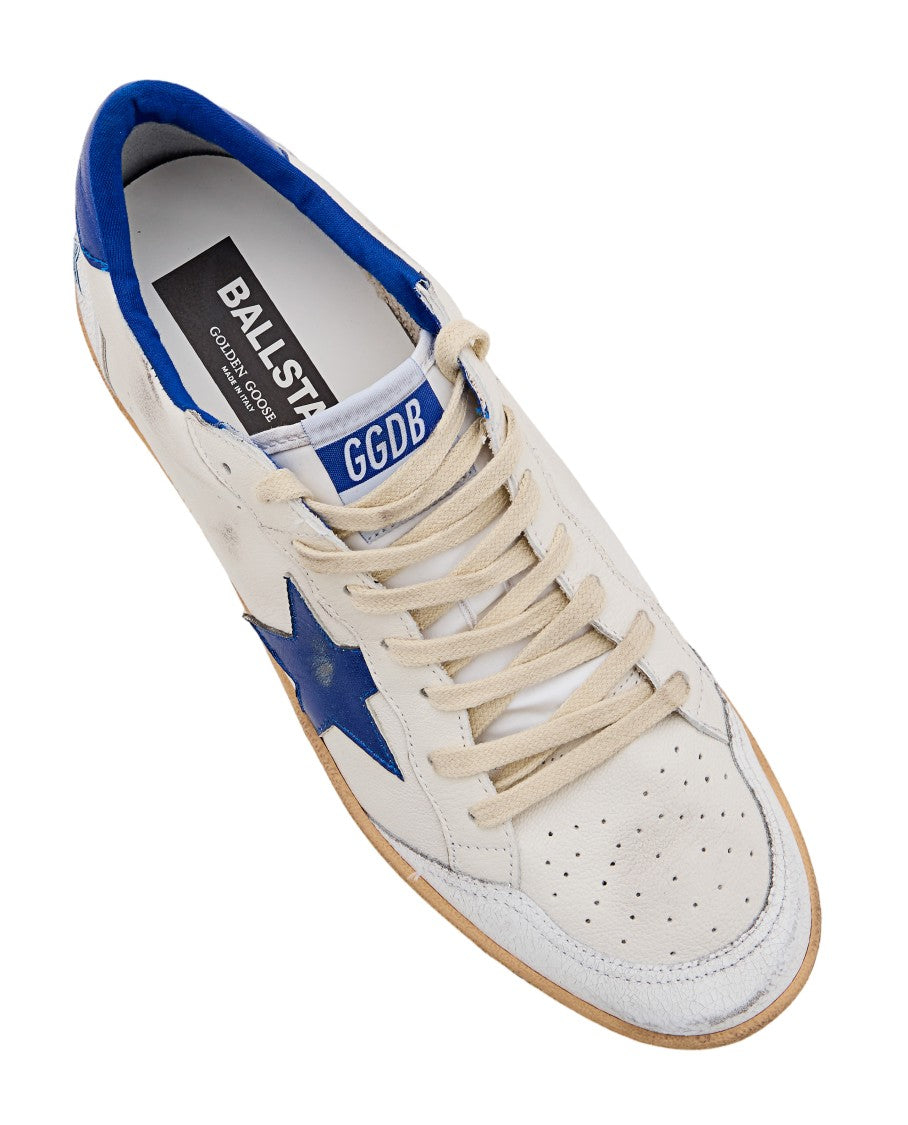 Golden Goose Ballstar White Sneakers With Blue Star