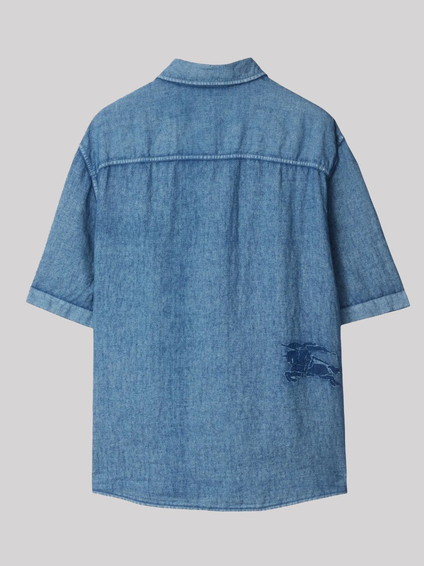 Burberry Textured Blue Linen Shirt