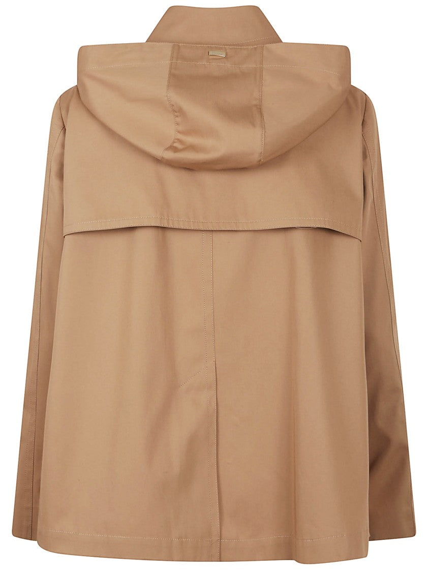 Herno Brown Double-Breasted Coat With Hood