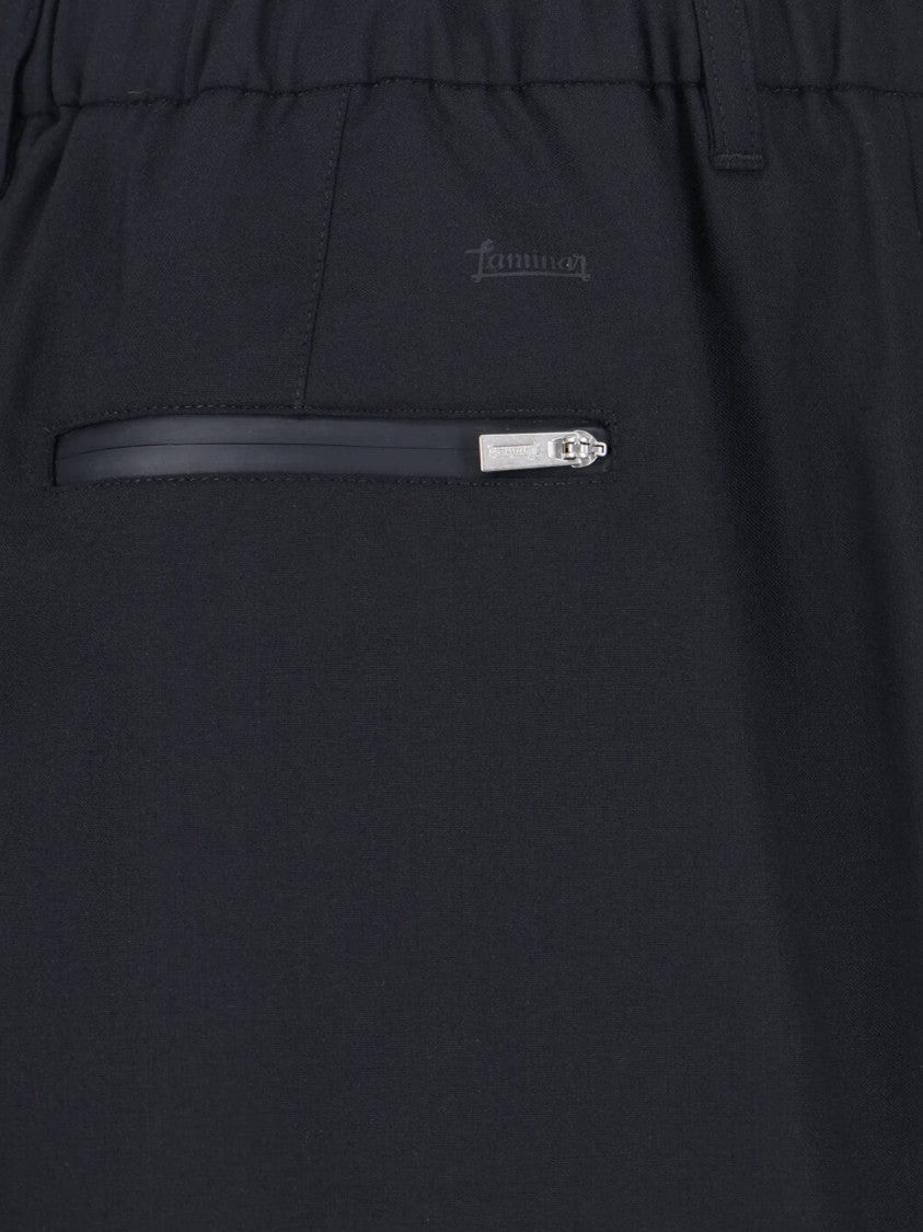 Laminar Black Wool-Blend Elastic Waistband Shorts