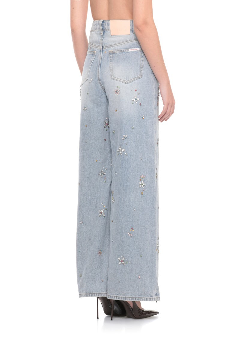 Self-Portrait Light Blue Wide-Leg Jeans