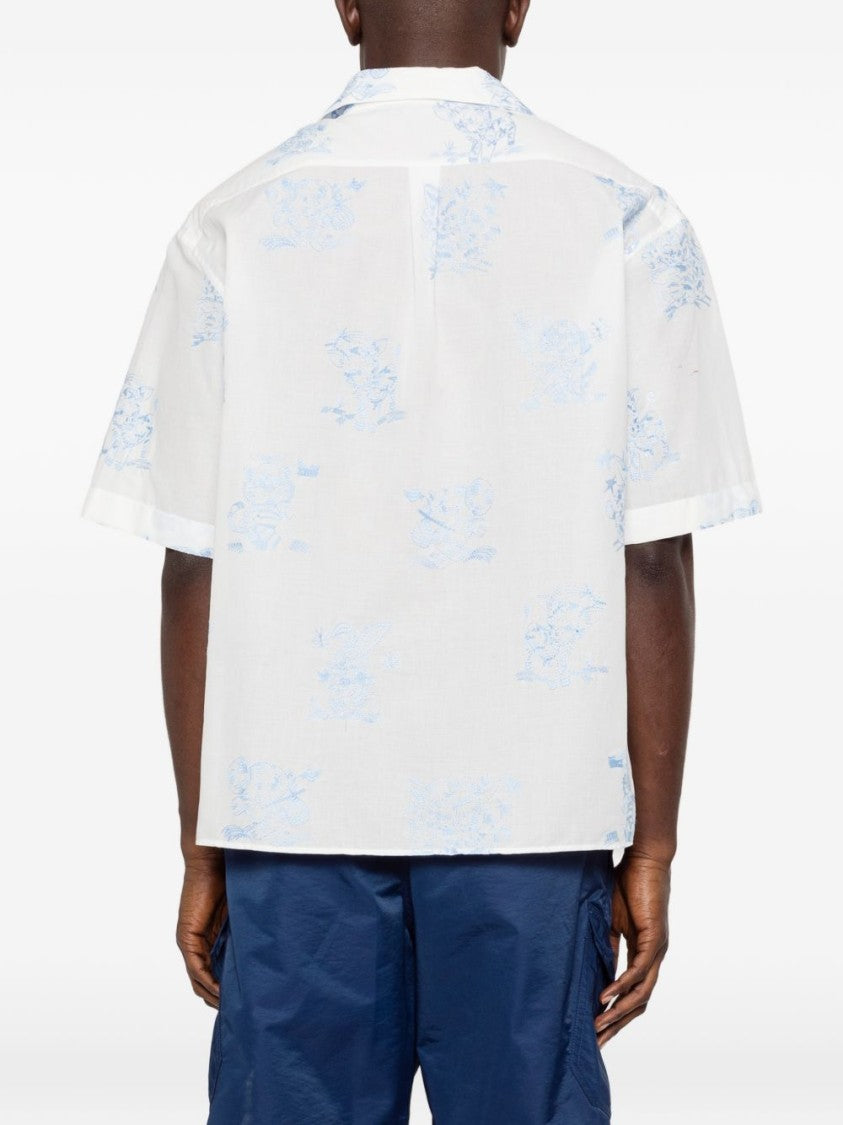 Kenzo White Silk And Nylon Button Shirt