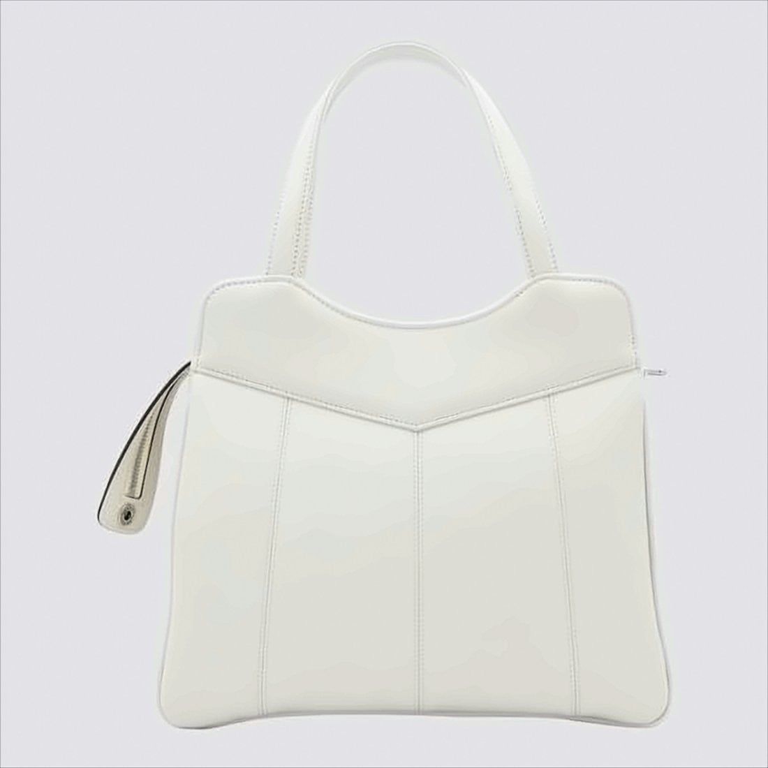 Gucci Structured White Leather Tote With V-Shaped Panel