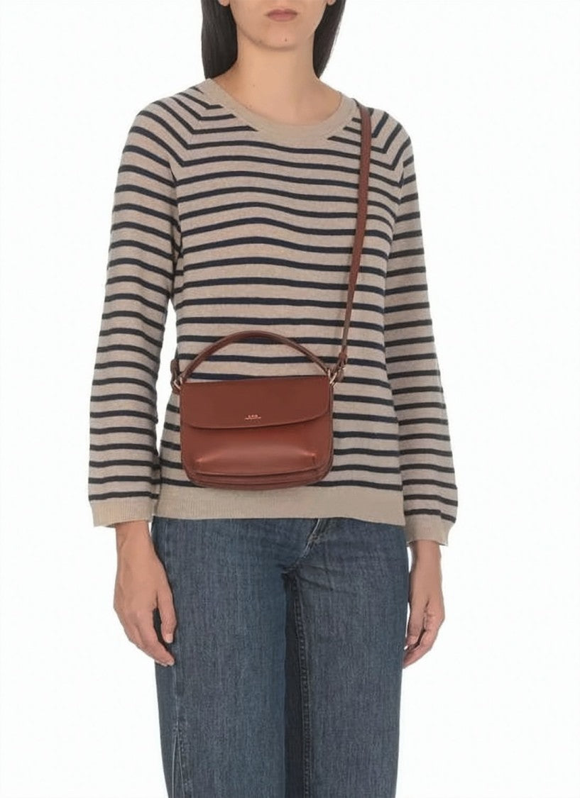A.P.C. Structured Calf Leather Mini Shoulder Bag With Gold-Tone Hardware