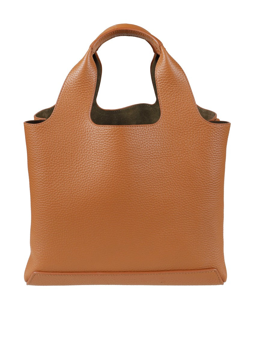 Hogan Structured Leather Handbag With Pebbled Texture