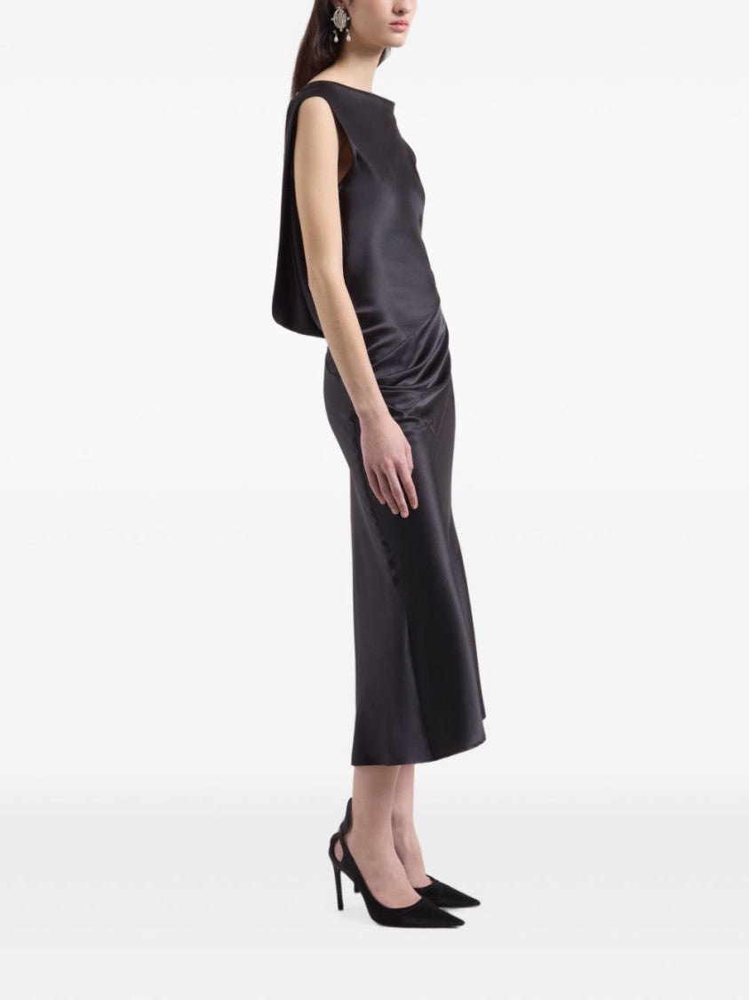 Nina Ricci Fitted Midi Dress With Draped Waist And Cowl Back Design