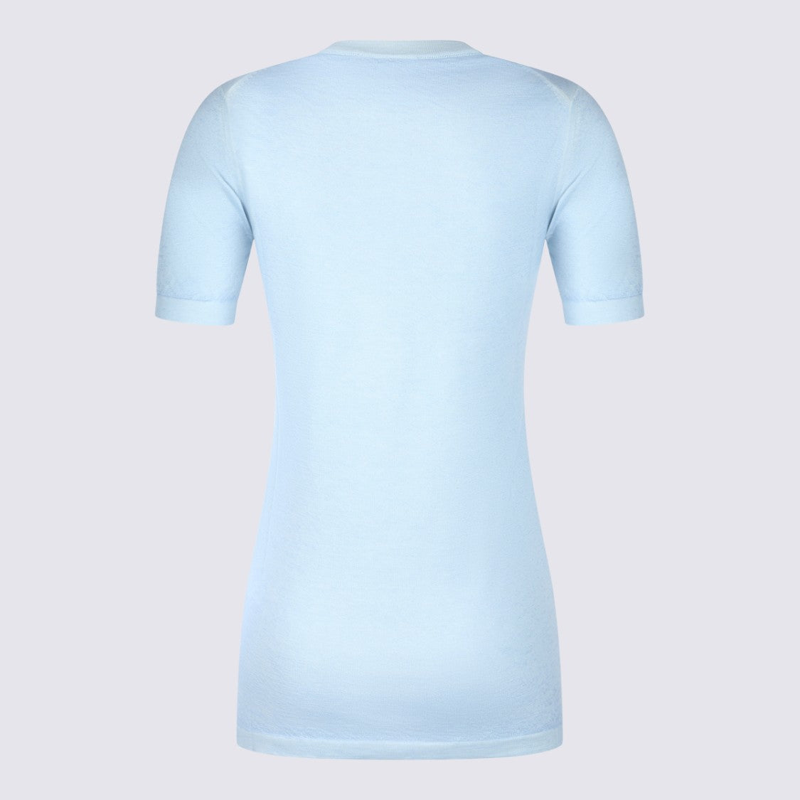 Malo Light Blue Short-Sleeve Sweater With Fitted Silhouette And Round Neckline