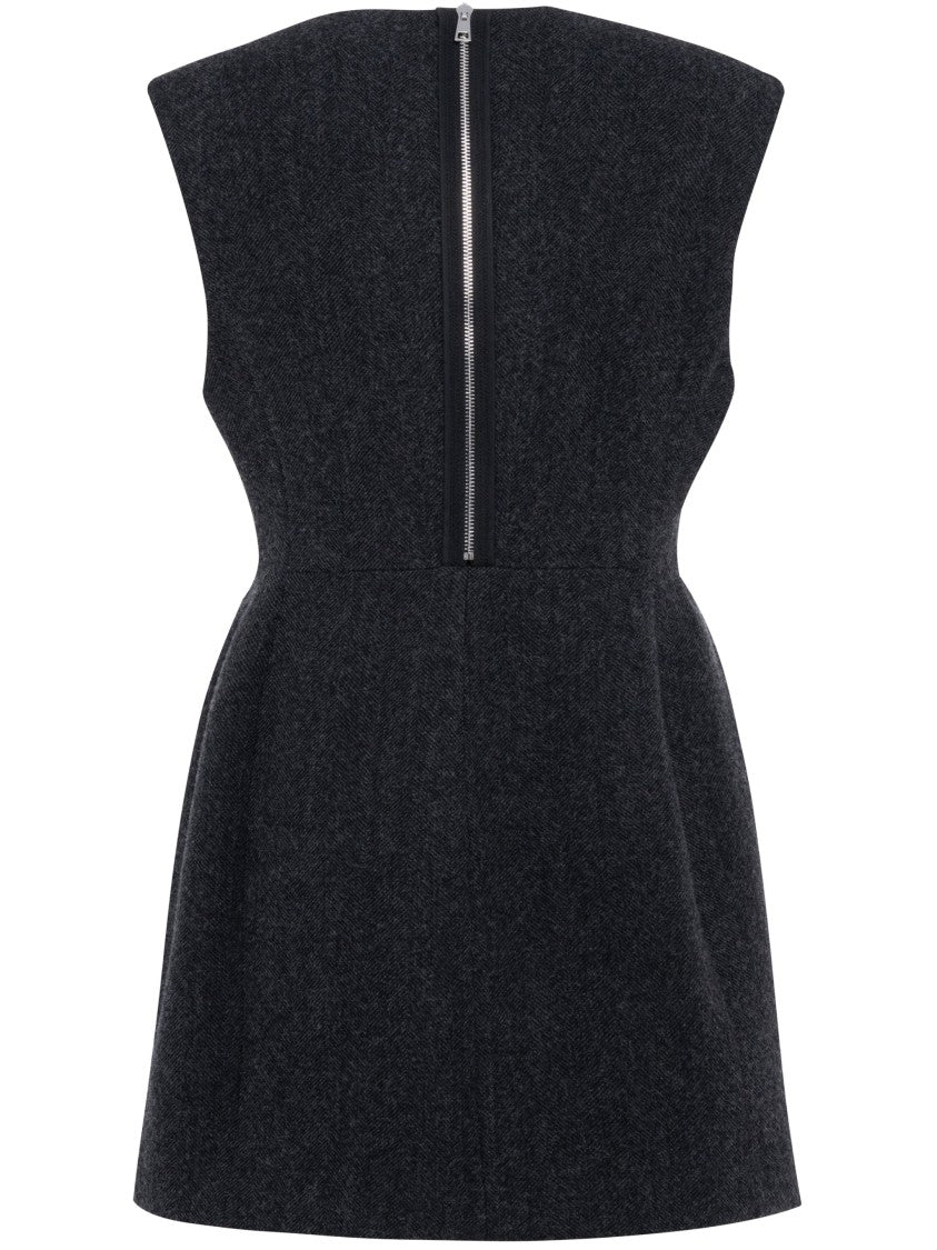 Tela Nolan Structured Black Wool Mini Dress