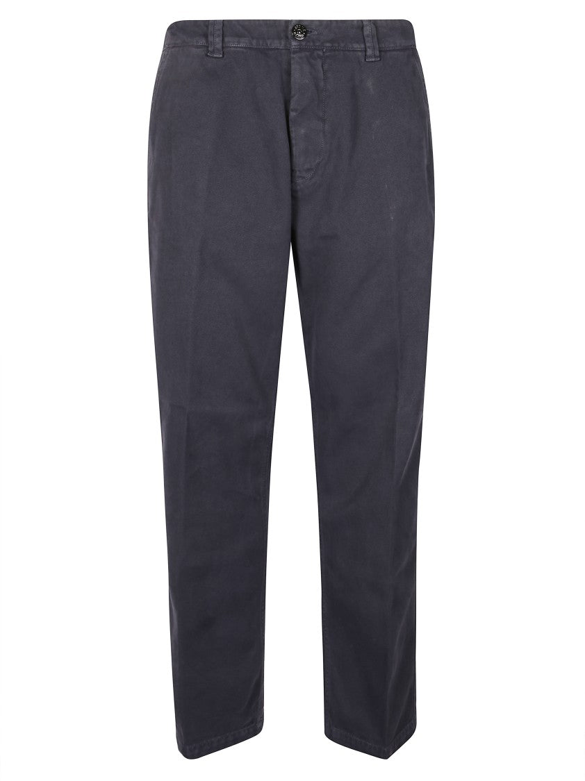 Stone Island Classic Tailored Blue Trousers With Straight Leg Design