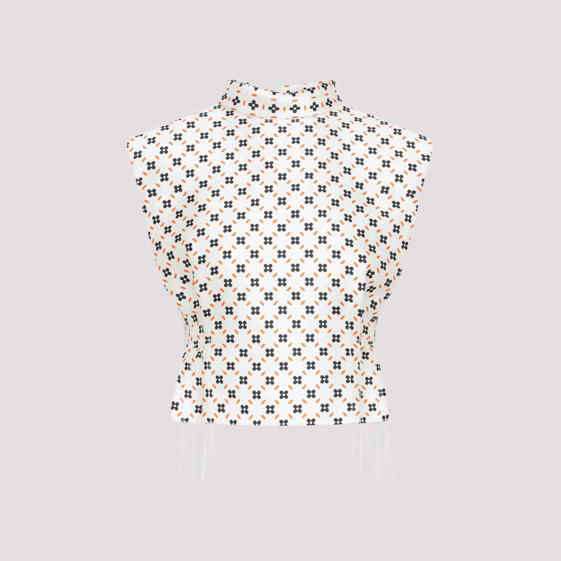 Lanvin Chalk Floral Cropped Sleeveless Top