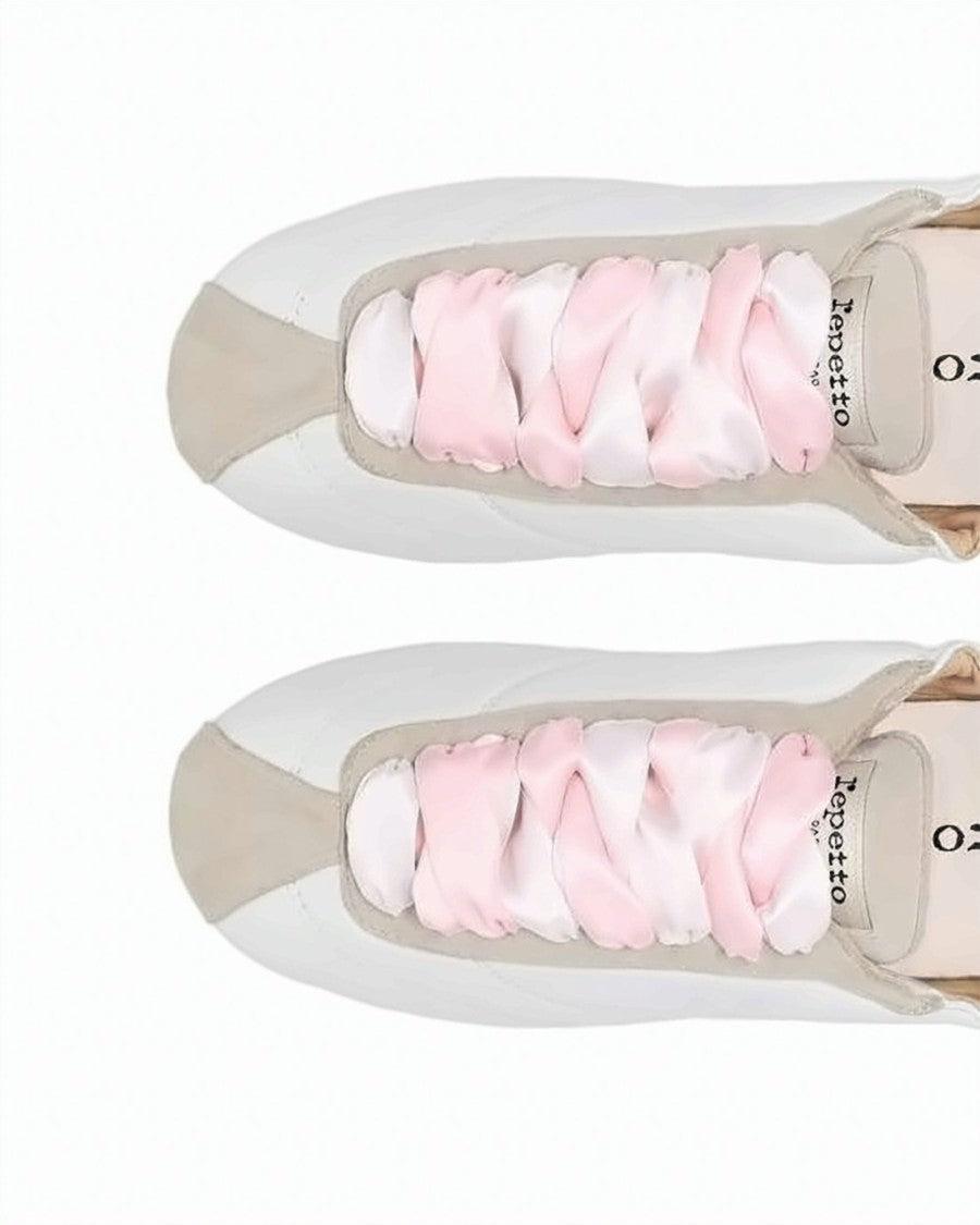Repetto Lambskin Leather Sneakers With Ruched Satin Laces