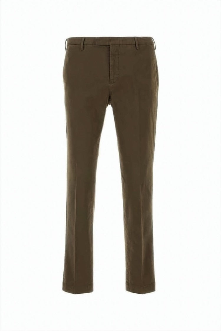 Pt Torino Tailored Brown Pants With Straight Leg Cut And Buttoned Pockets