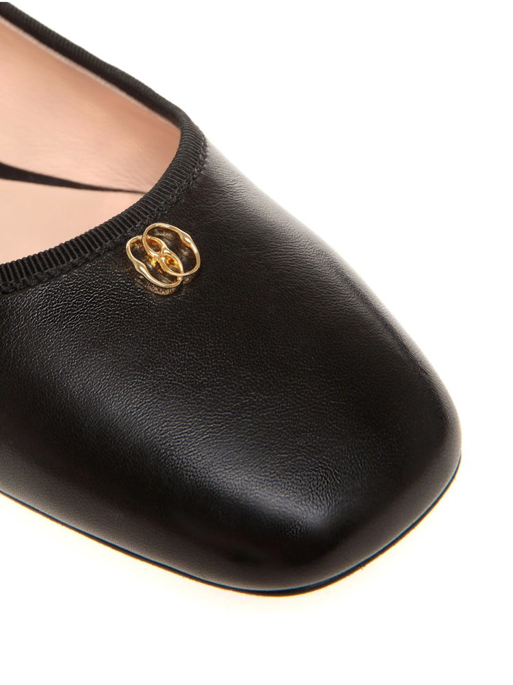 Bally Black Pointed-Toe Sheep Leather Flats