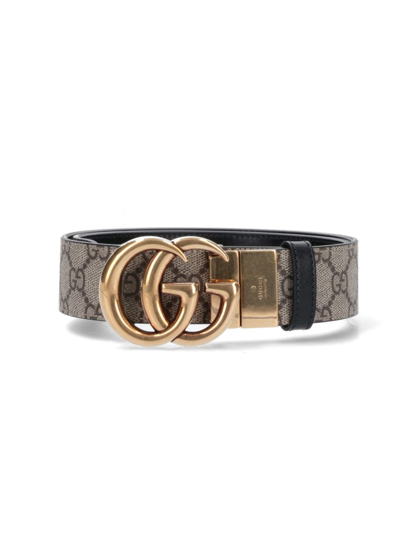 Gucci Reversible "Gg Marmont" Belt – Beige/Black
